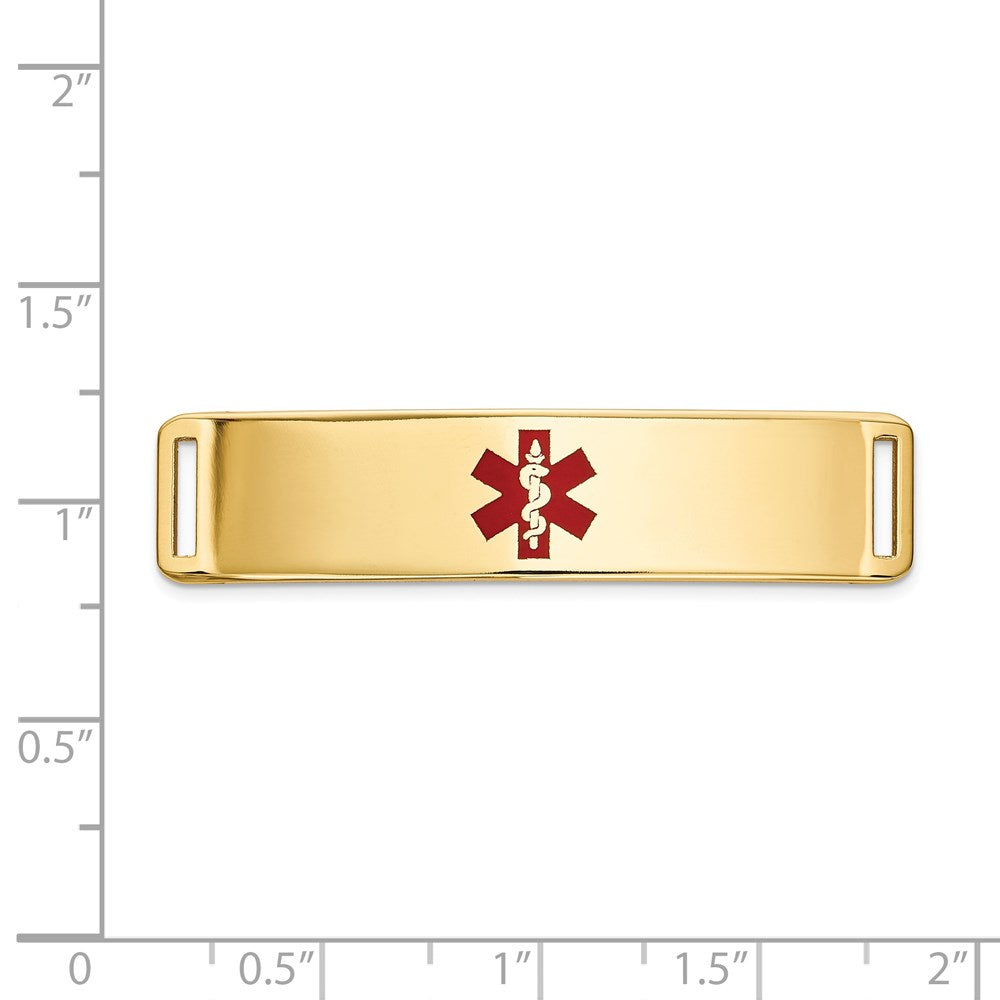14K 39x10mm Centered Red Epoxy Enameled Medical ID Plate # 820