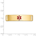 14K 39x10mm Centered Red Epoxy Enameled Medical ID Plate # 820
