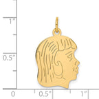 14k .013 Depth Engravable Girl Head Charm