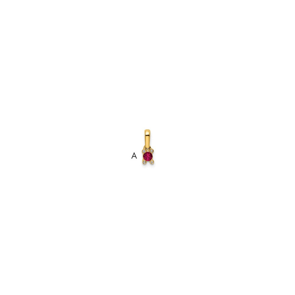 14K Family Jewelry Synthetic Stone & Diamond Set Pendant