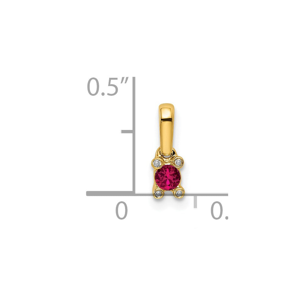 14K Family Jewelry Synthetic Stone & Diamond Set Pendant