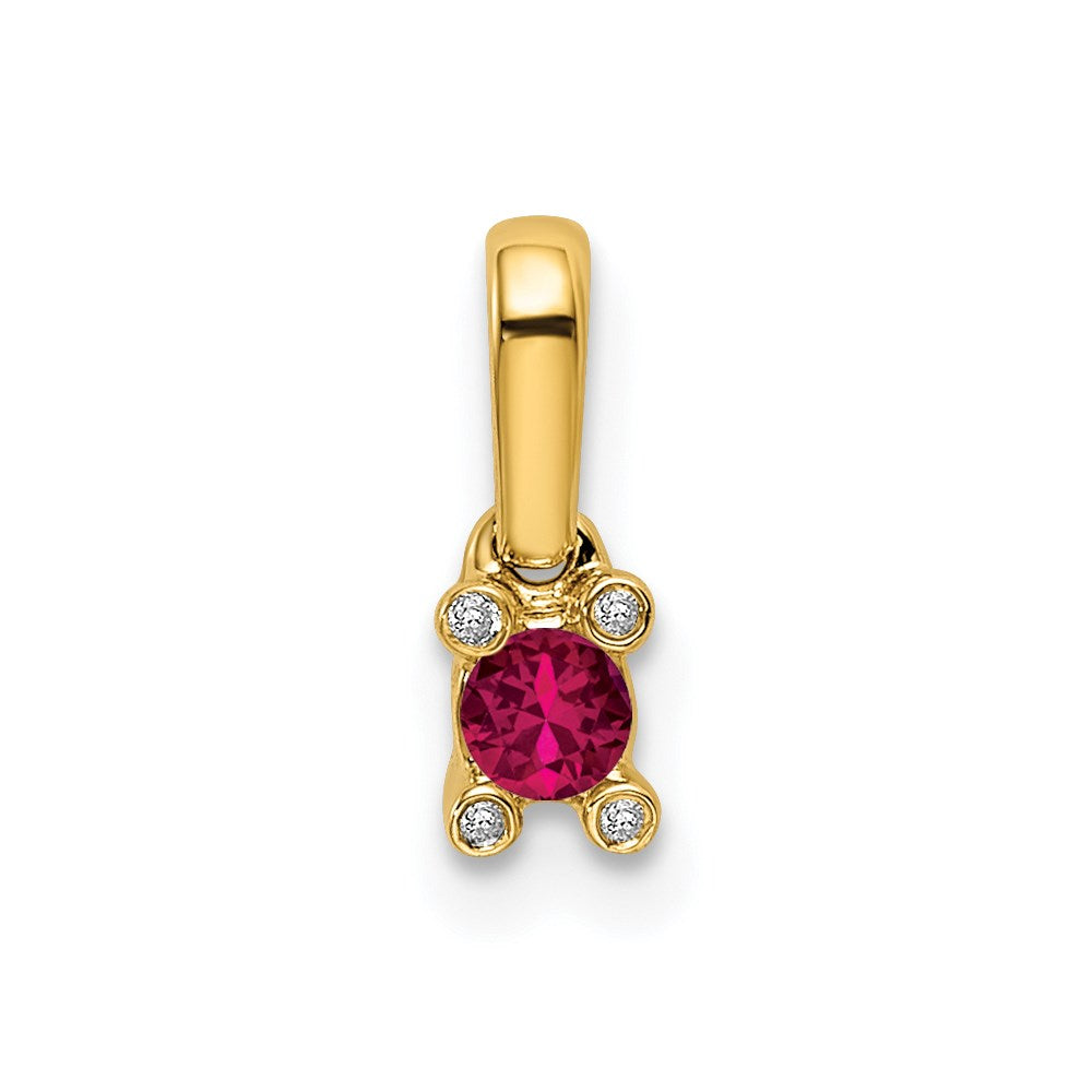 14K Family Jewelry Synthetic Stone & Diamond Set Pendant