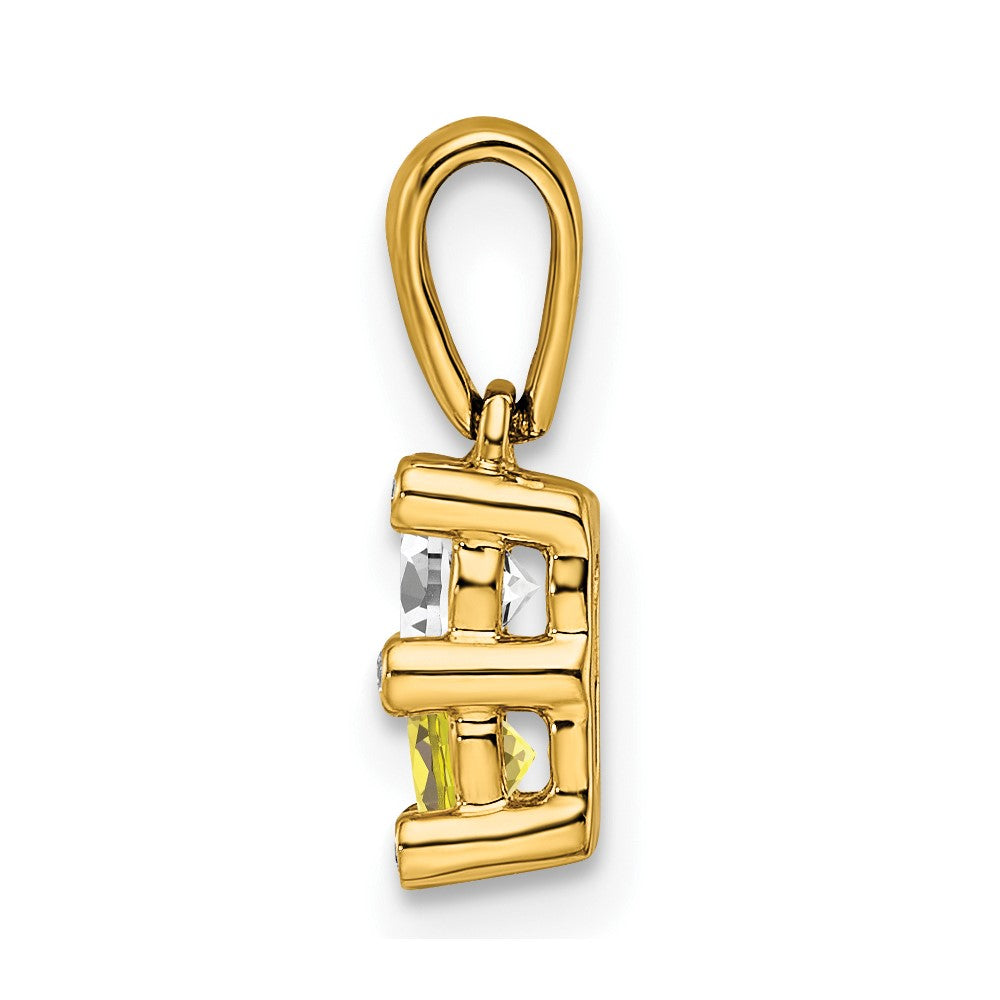 14KY Family Jewelry Synthetic Stone & Diamond Set Pendant