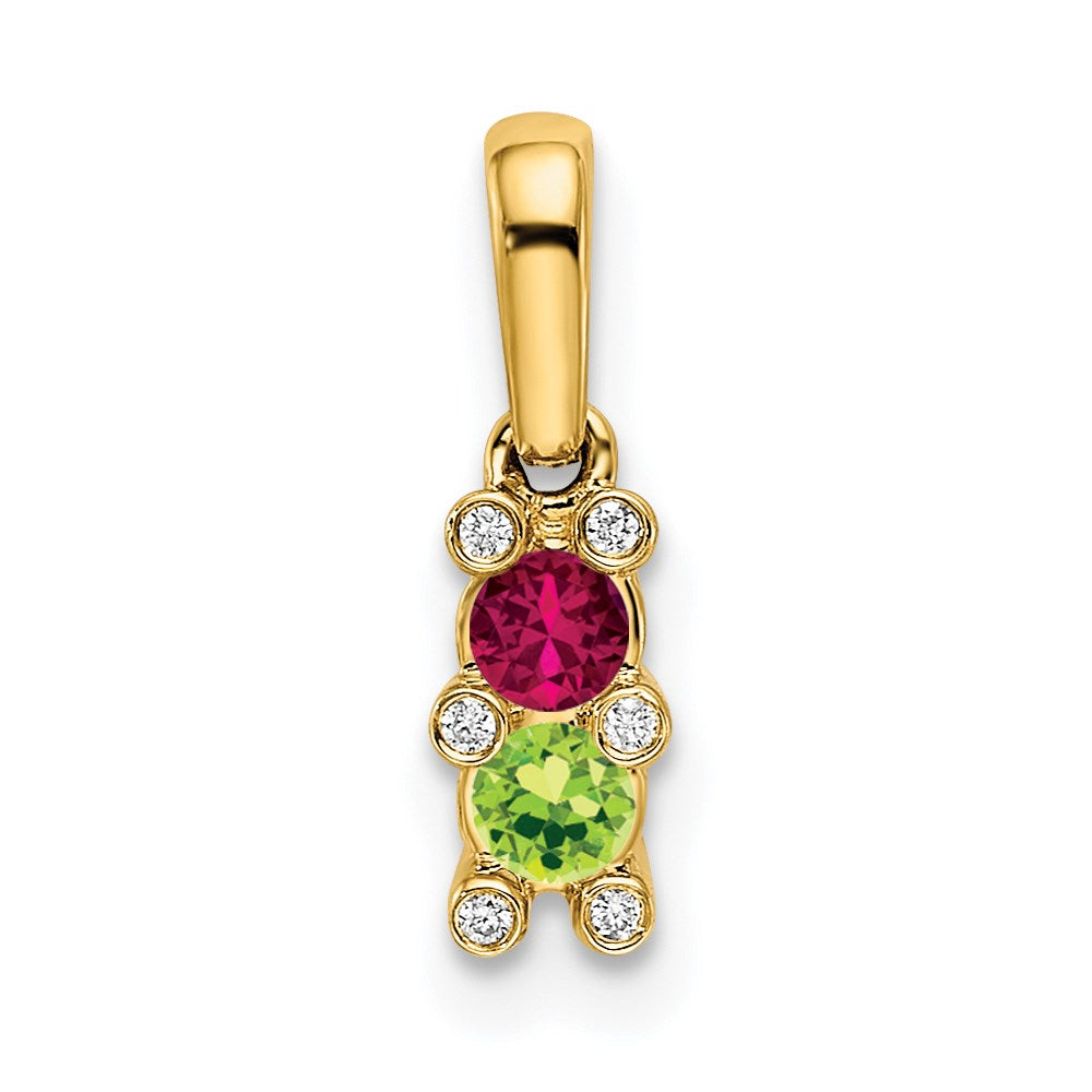 14KY Family Jewelry Synthetic Stone & Diamond Set Pendant