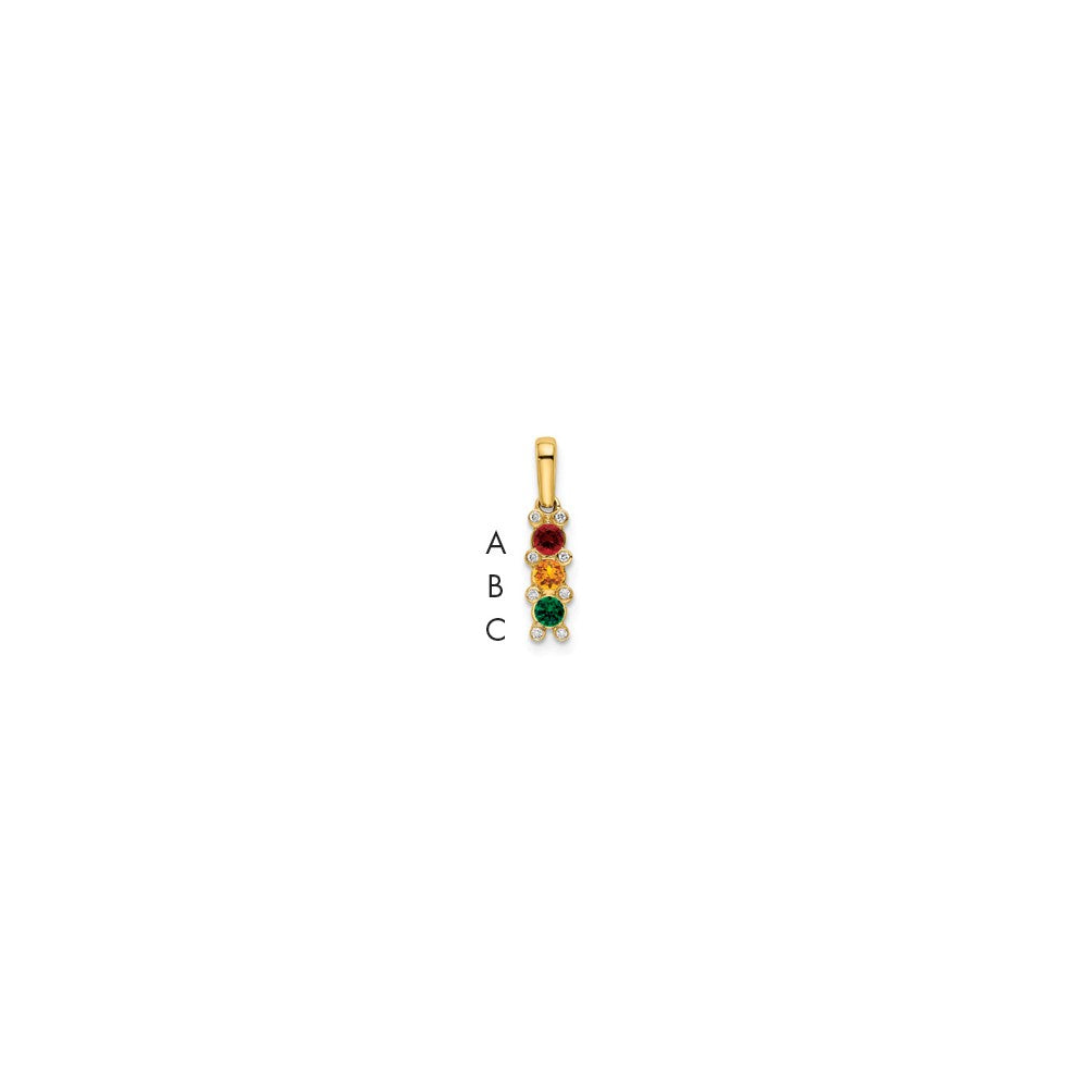 14K Family Jewelry Synthetic Stone & Diamond Set Pendant