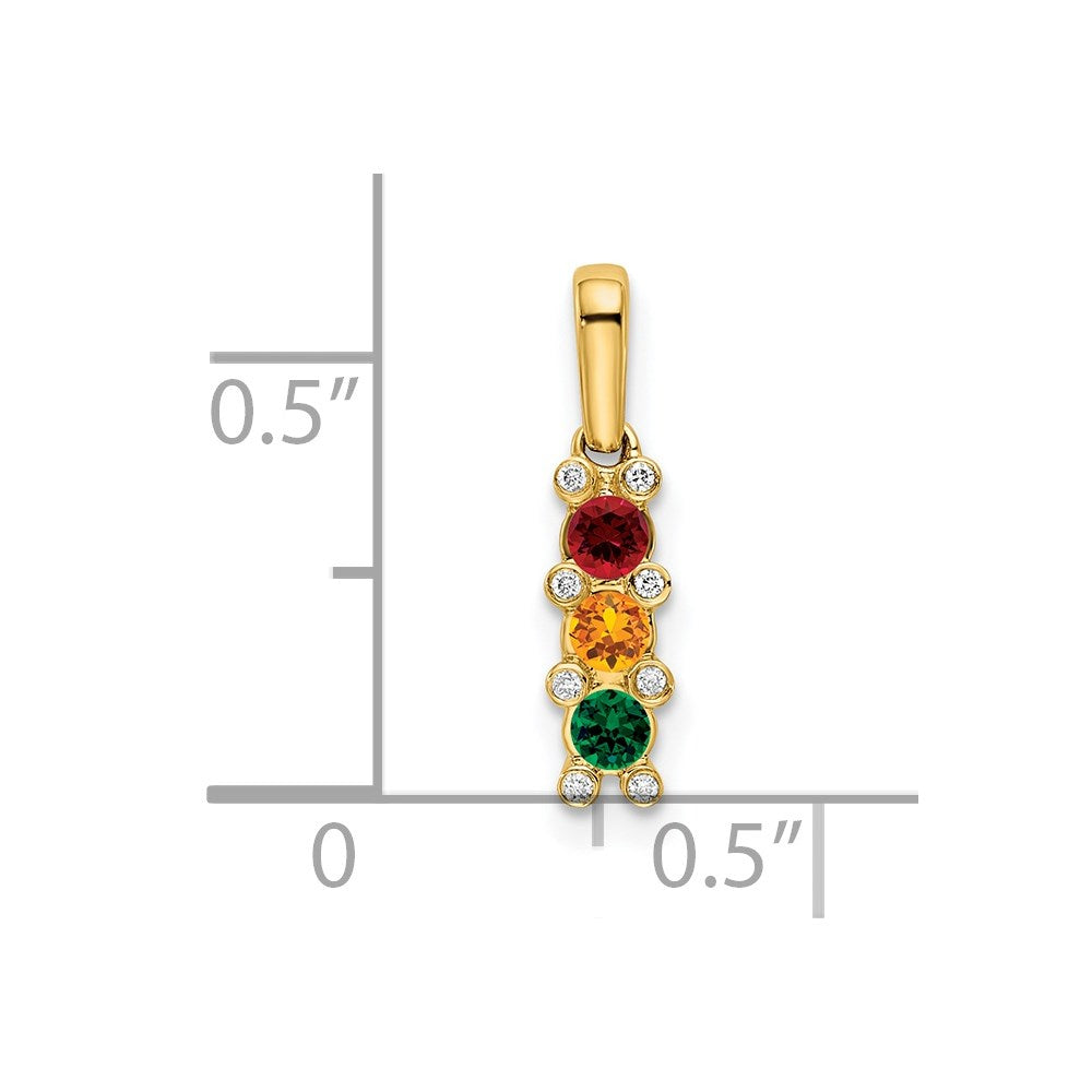14K Family Jewelry Geniune Stone & Diamond Set Pendant