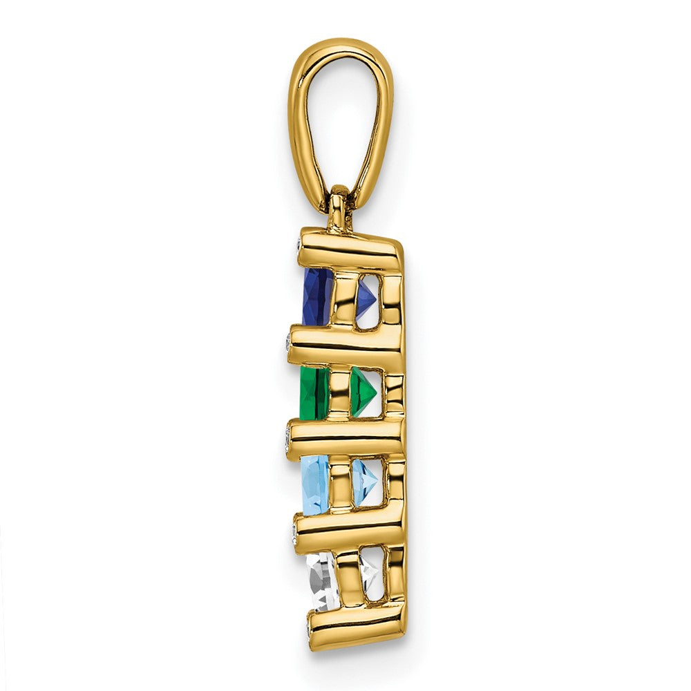 14K Family Jewelry Geniune Stone & Diamond Set Pendant