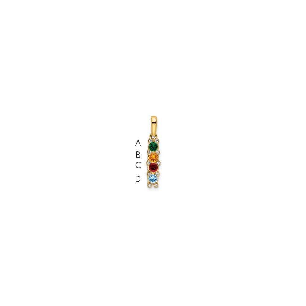 14K Family Jewelry Synthetic Stone & Diamond Set Pendant