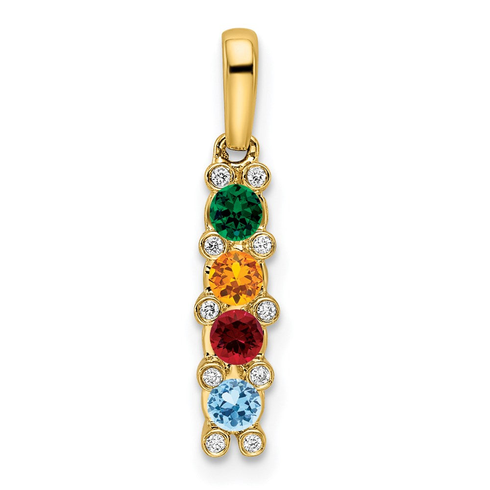 14K Family Jewelry Geniune Stone & Diamond Set Pendant