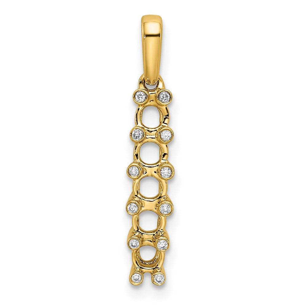 14K Family Jewelry Synthetic Stone & Diamond Set Pendant