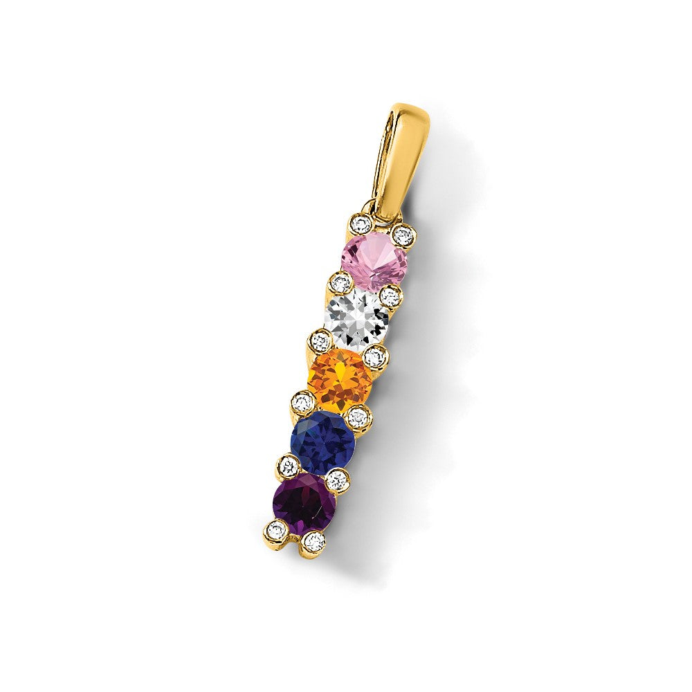 14K Family Jewelry Geniune Stone & Diamond Set Pendant
