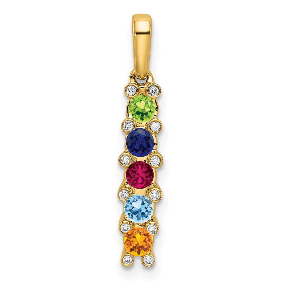 14K Family Jewelry Synthetic Stone & Diamond Set Pendant