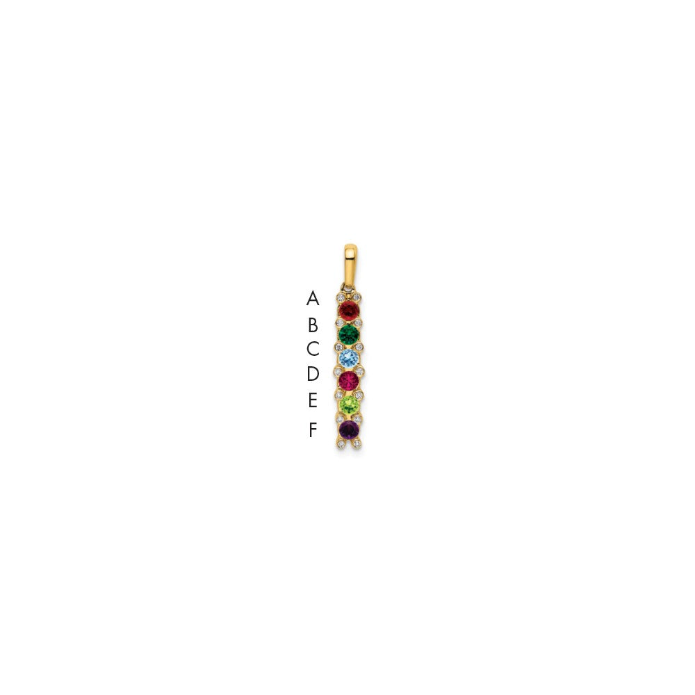 14K Family Jewelry Geniune Stone & Diamond Set Pendant