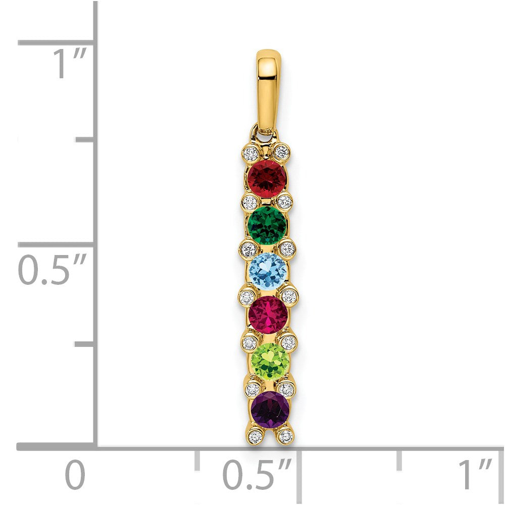 14K Family Jewelry Synthetic Stone & Diamond Set Pendant