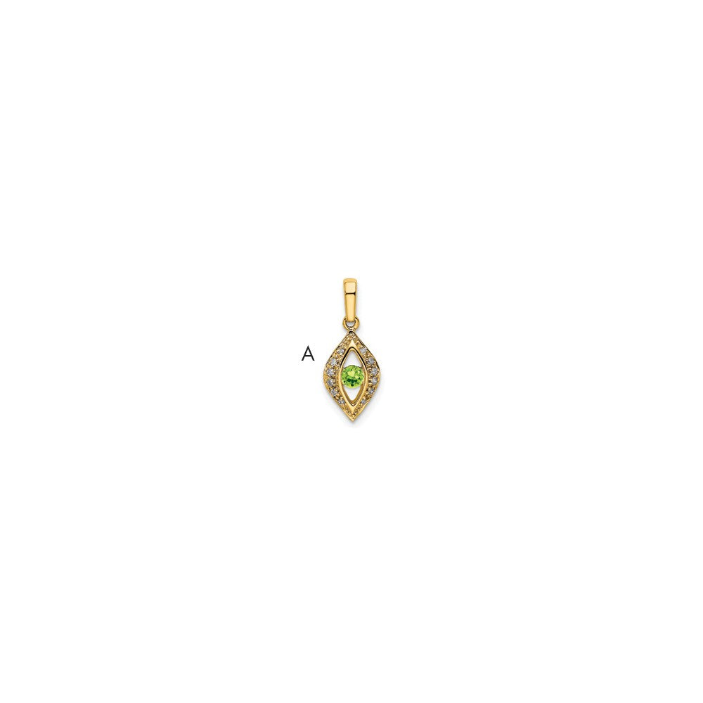 14KY Family Jewelry Genuine Stone & Diamond Set Pendant