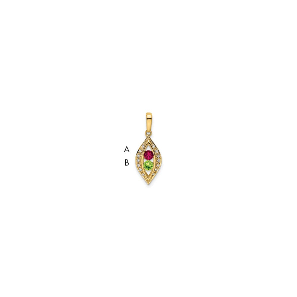 14K Family Jewelry Synthetic Stone & Diamond Set Pendant
