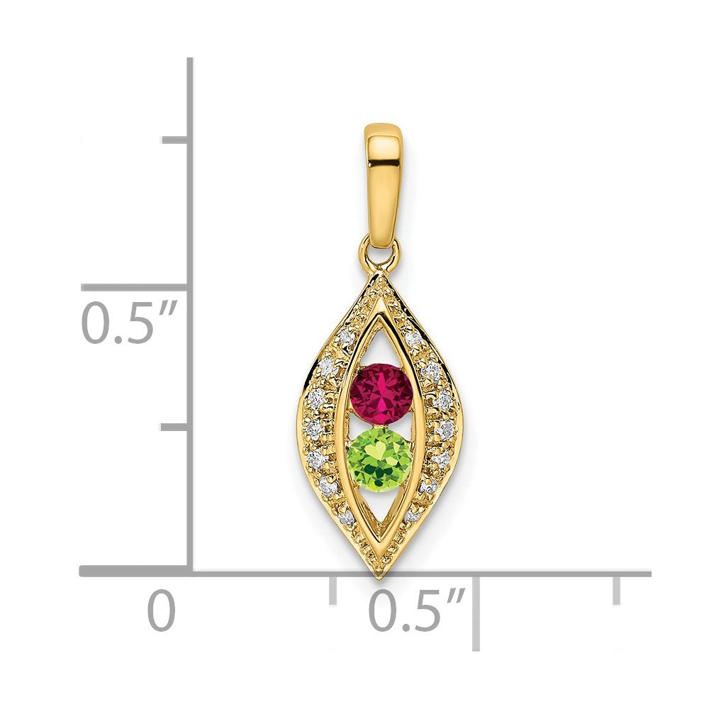 14K Family Jewelry Synthetic Stone & Diamond Set Pendant