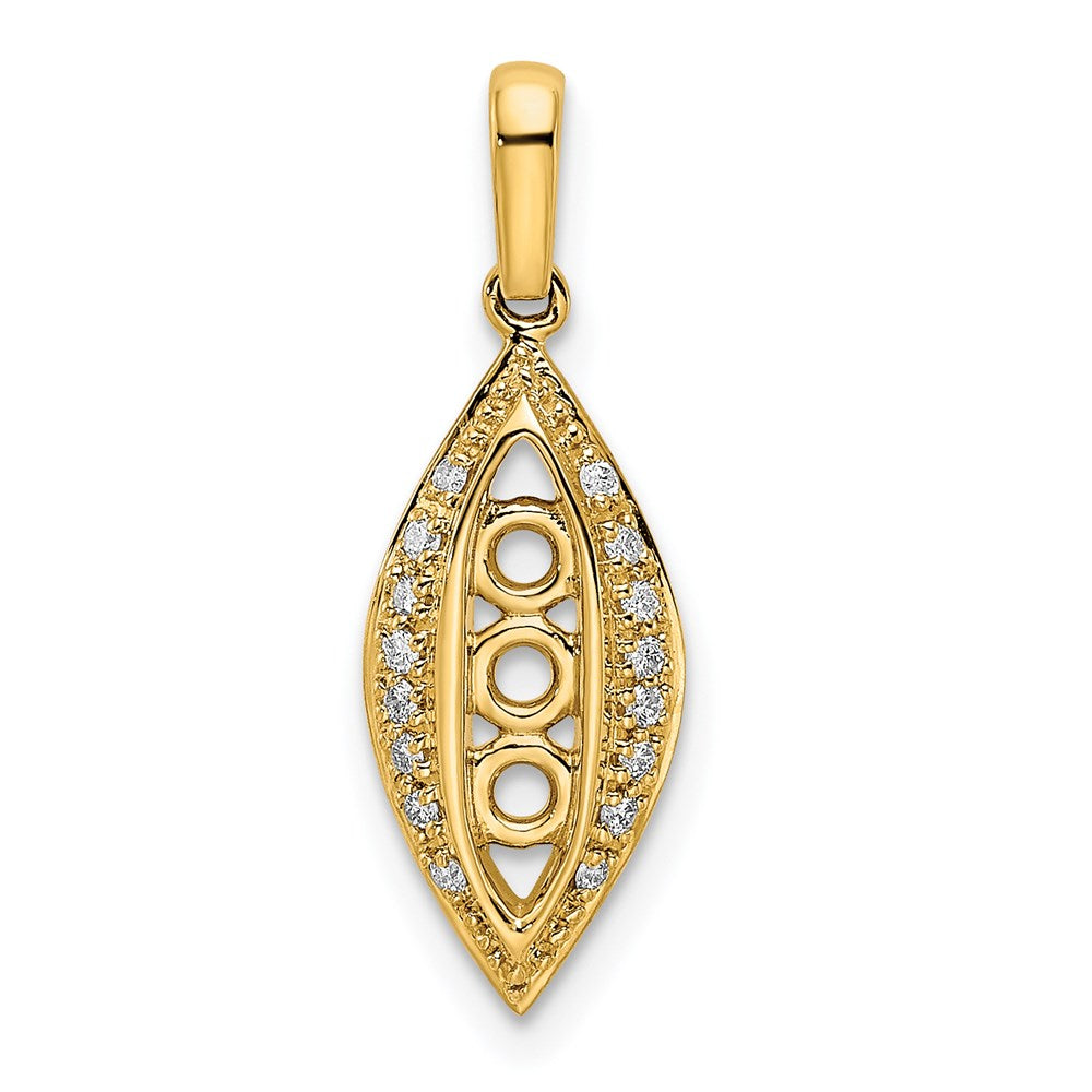 14K Family Jewelry Genuine Stone & Diamond Set Pendant