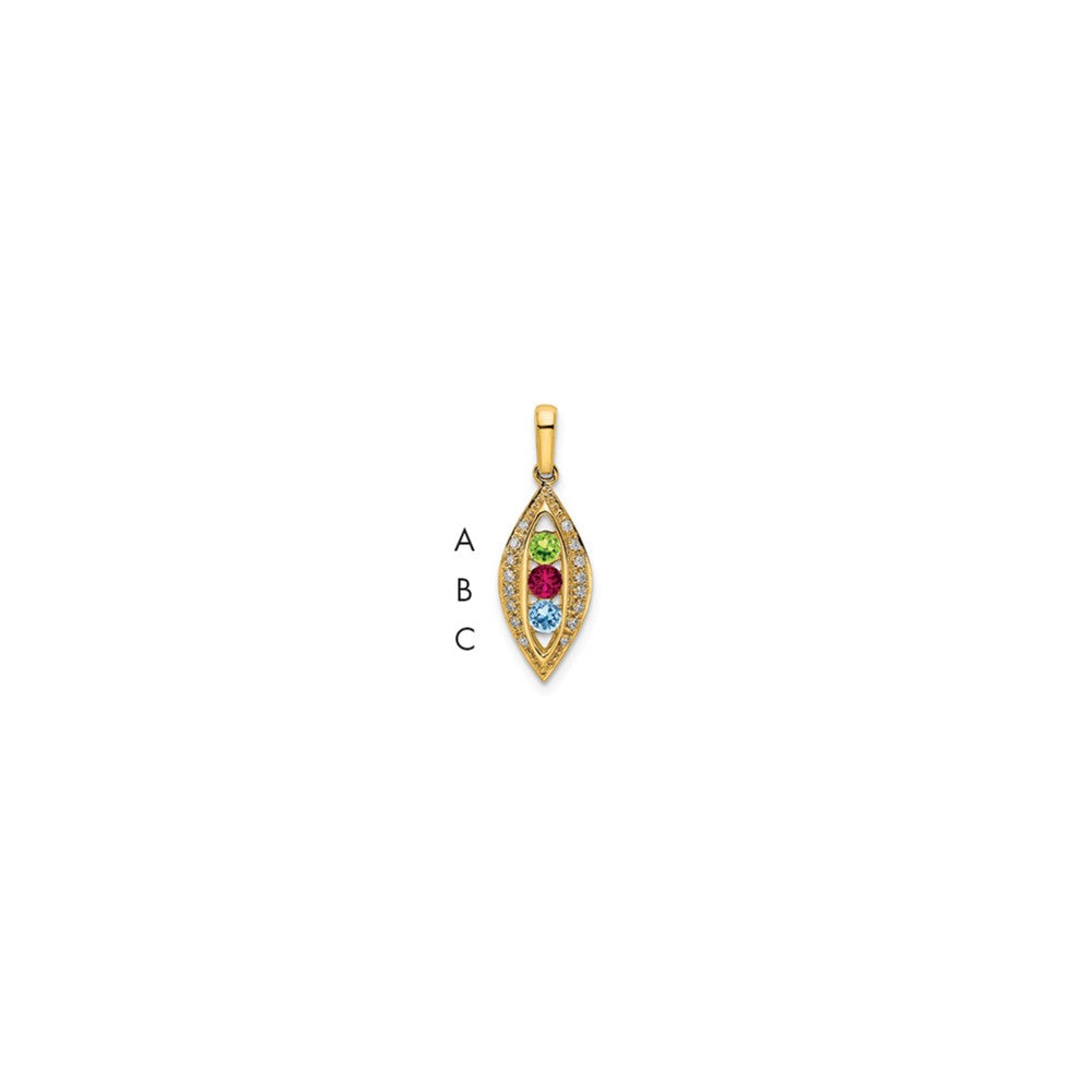 14K Family Jewelry Genuine Stone & Diamond Set Pendant