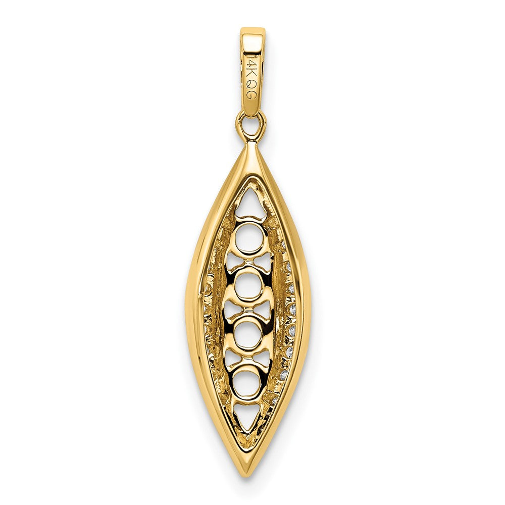 14K Family Jewelry Genuine Stone & Diamond Set Pendant