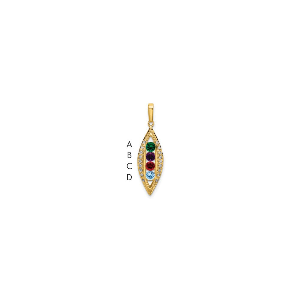 14K Family Jewelry Synthetic Stone & Diamond Set Pendant