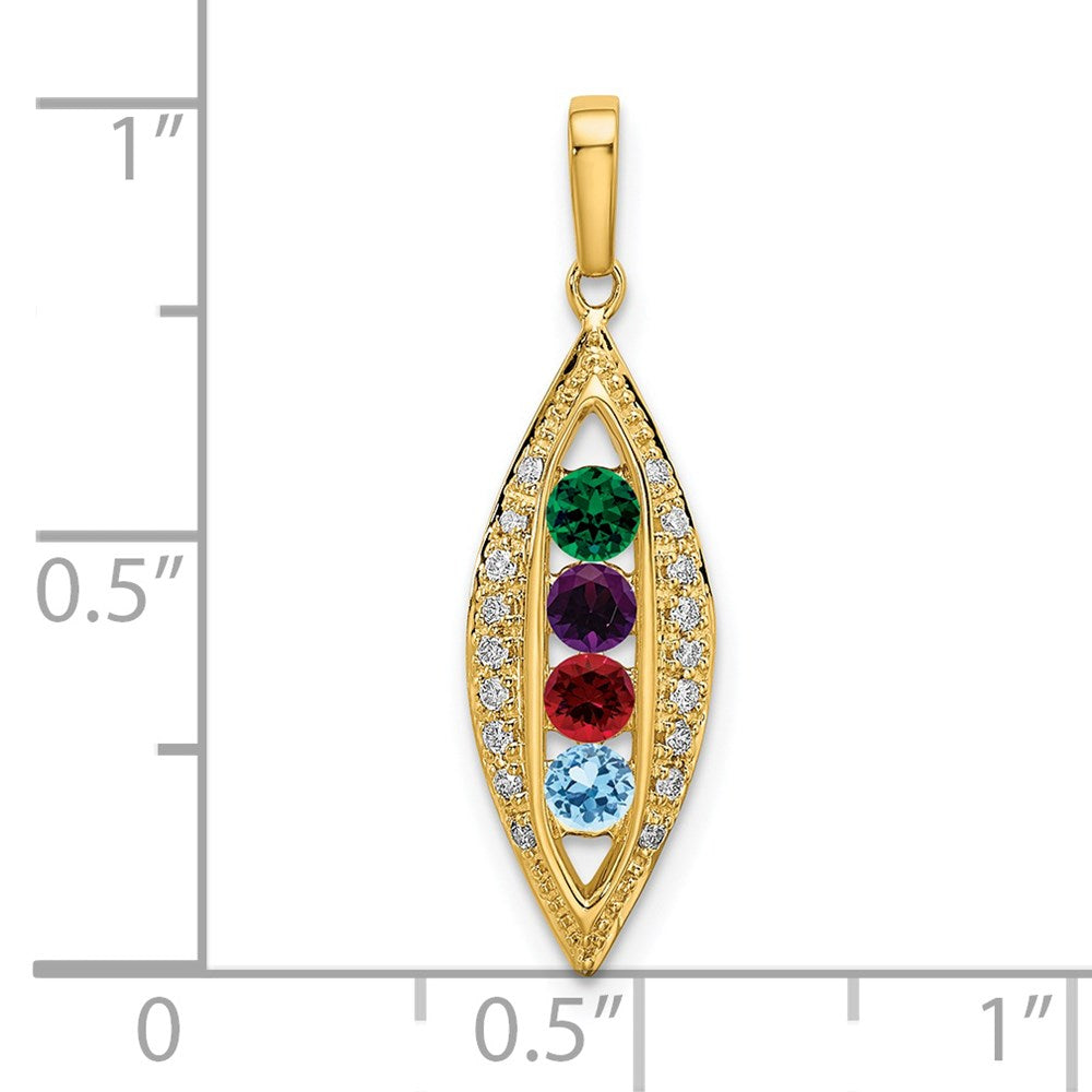 14K Family Jewelry Genuine Stone & Diamond Set Pendant