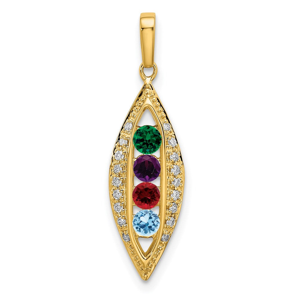 14K Family Jewelry Synthetic Stone & Diamond Set Pendant