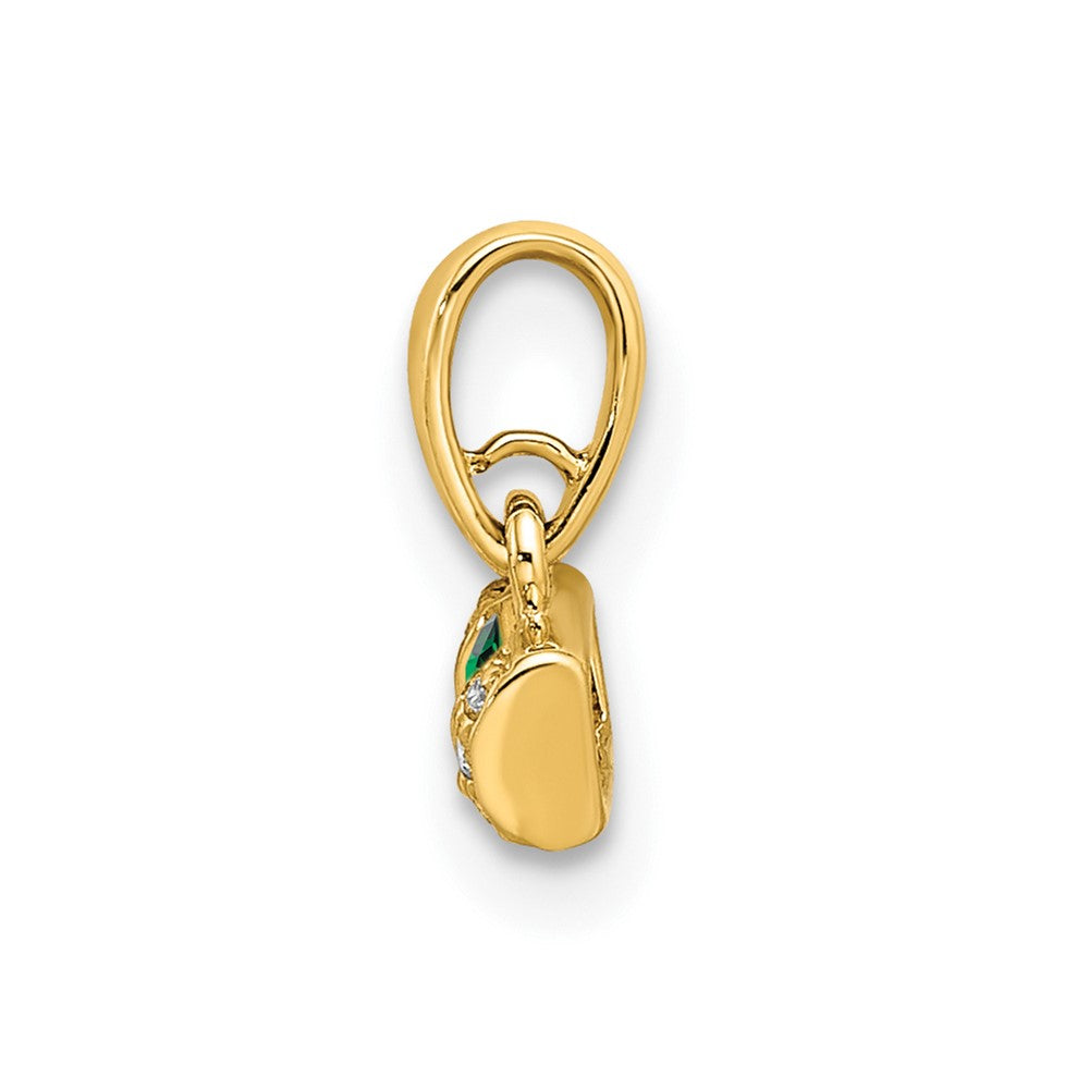 14K Family Jewelry Synthetic Stone & Diamond Set Pendant