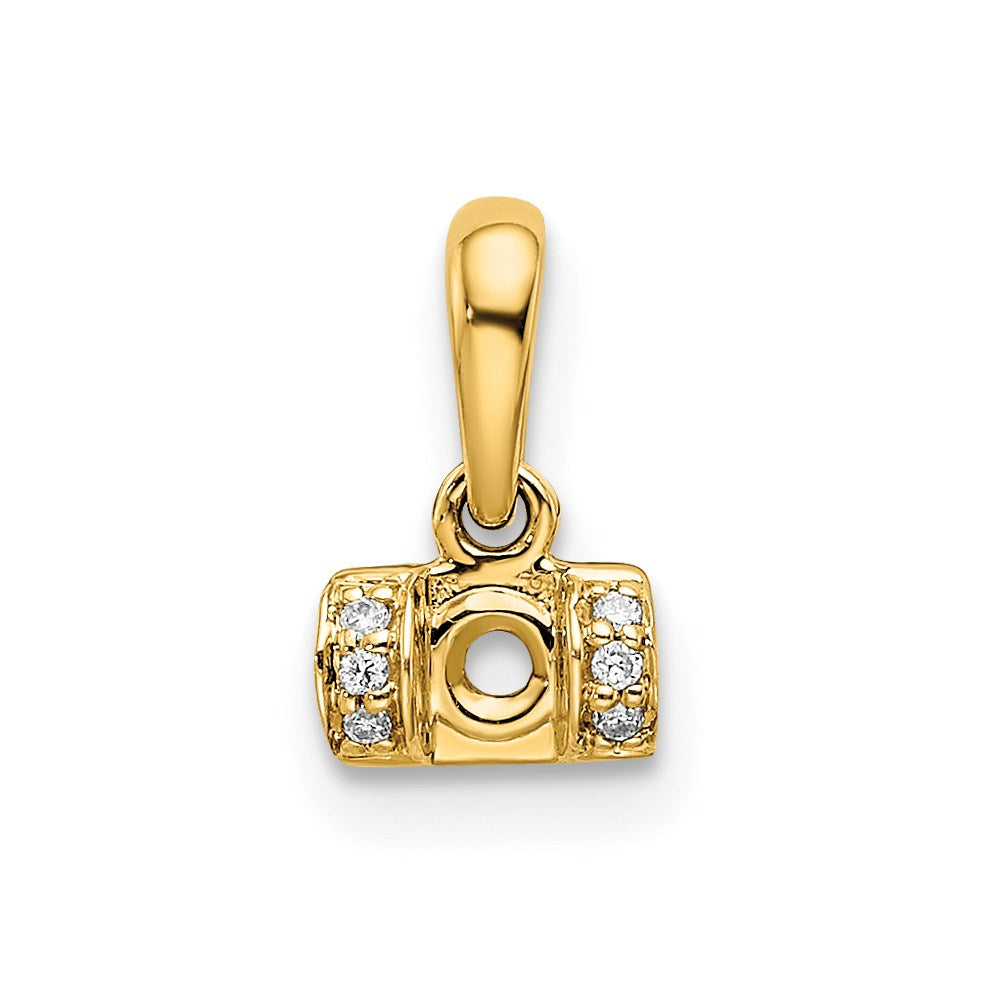 14K Family Jewelry Synthetic Stone & Diamond Set Pendant