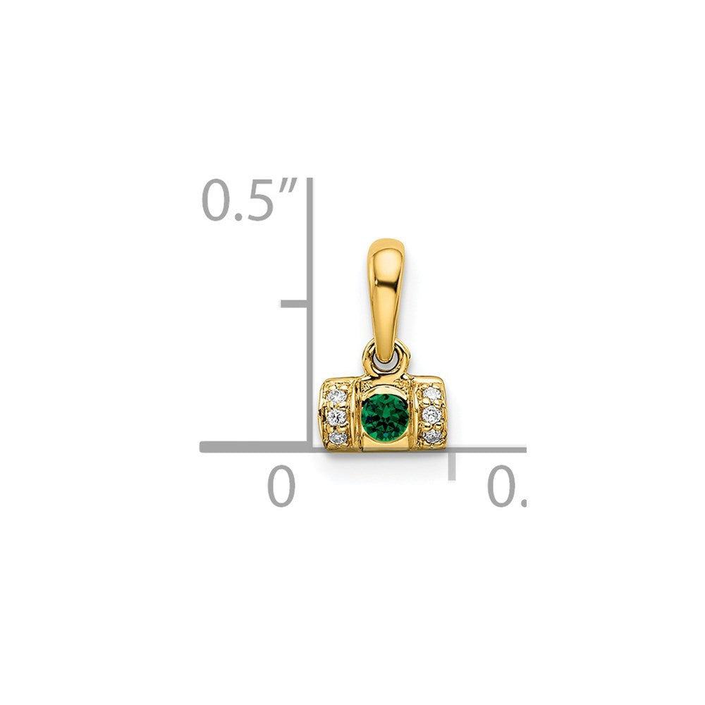 14K Family Jewelry Synthetic Stone & Diamond Set Pendant