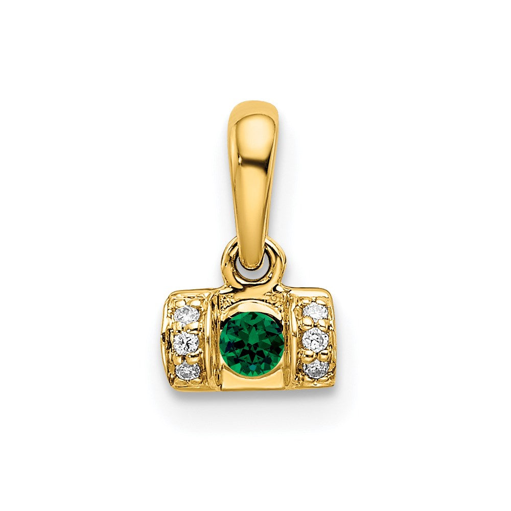 14K Family Jewelry Synthetic Stone & Diamond Set Pendant
