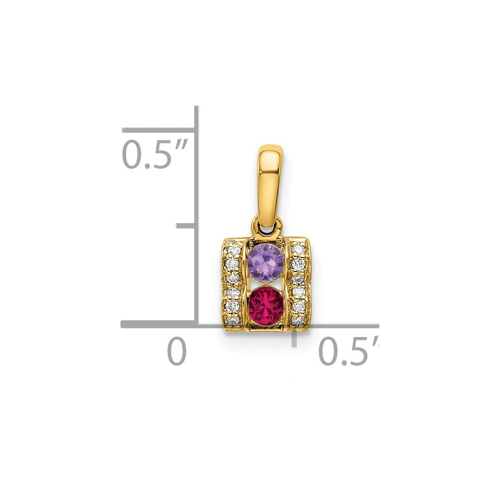 14K Family Jewelry Geniune Stone & Diamond Set Pendant