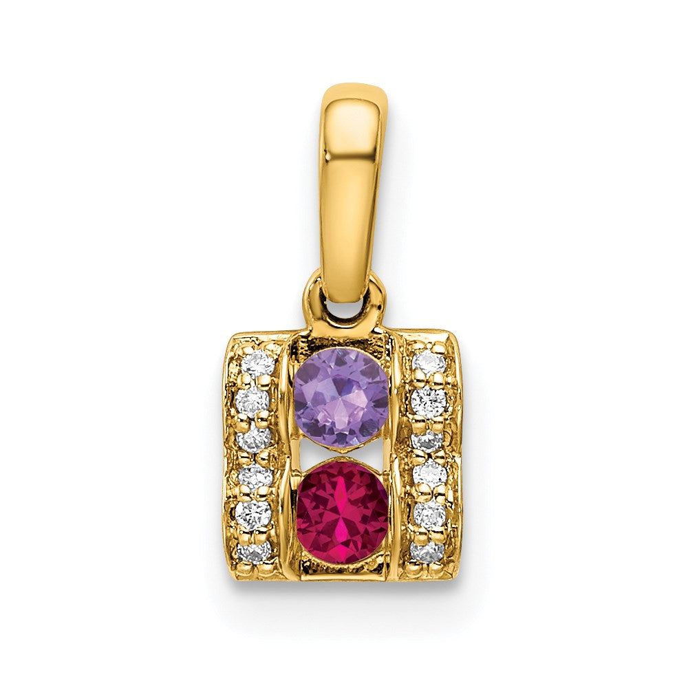 14K Family Jewelry Geniune Stone & Diamond Set Pendant