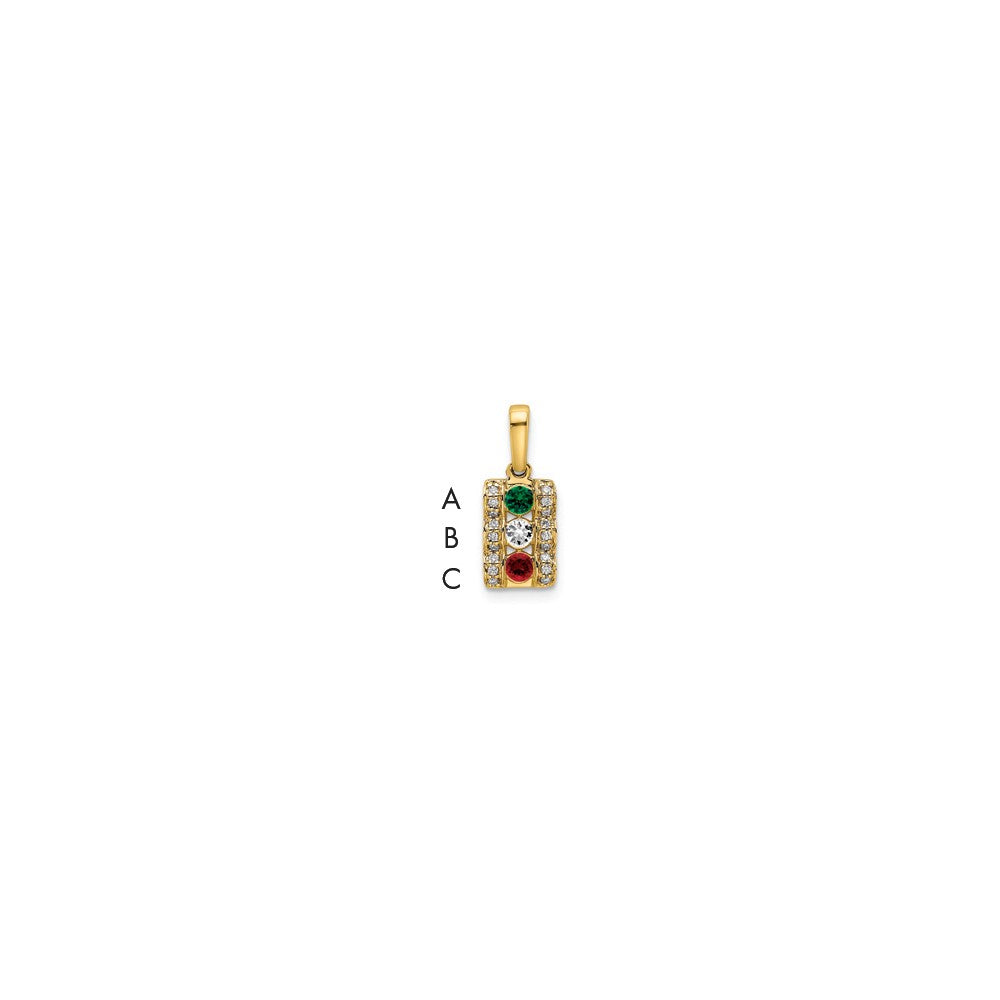 14K Family Jewelry Geniune Stone & Diamond Set Pendant
