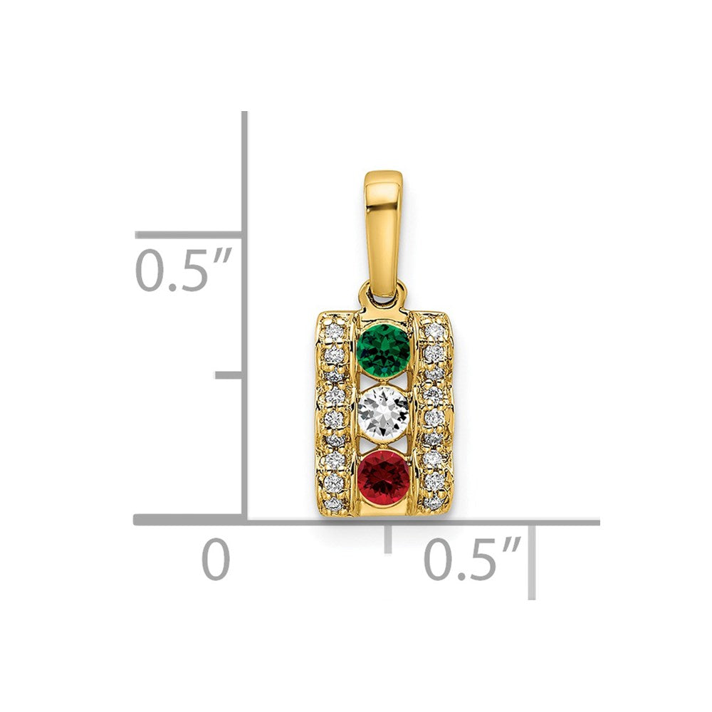 14K Family Jewelry Geniune Stone & Diamond Set Pendant