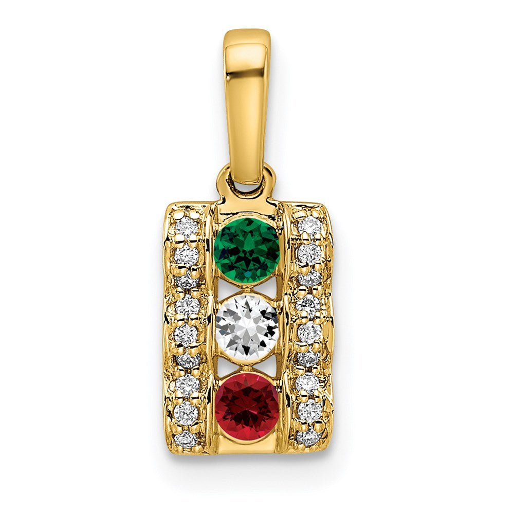 14K Family Jewelry Geniune Stone & Diamond Set Pendant