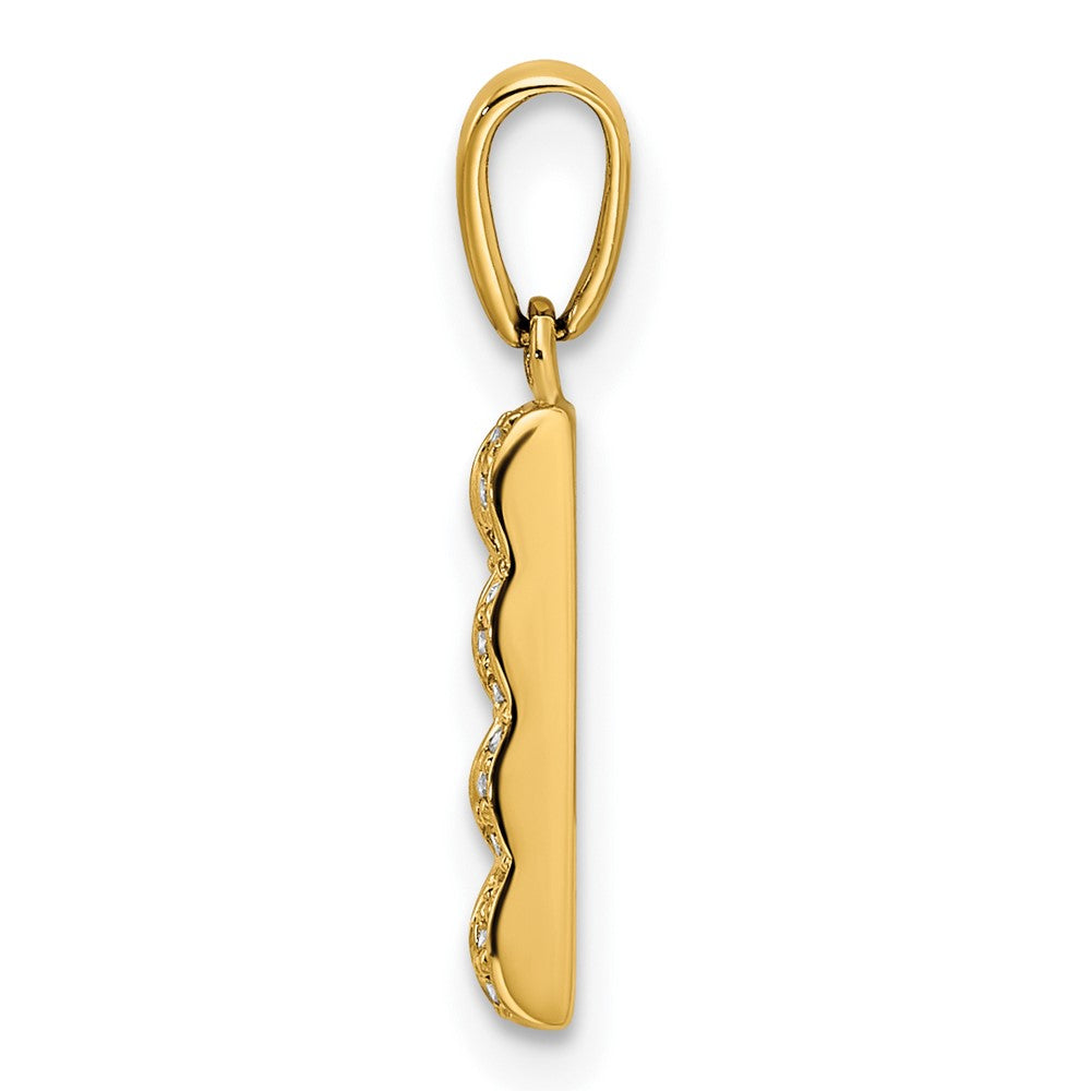 14K Family Jewelry Synthetic Stone & Diamond Set Pendant