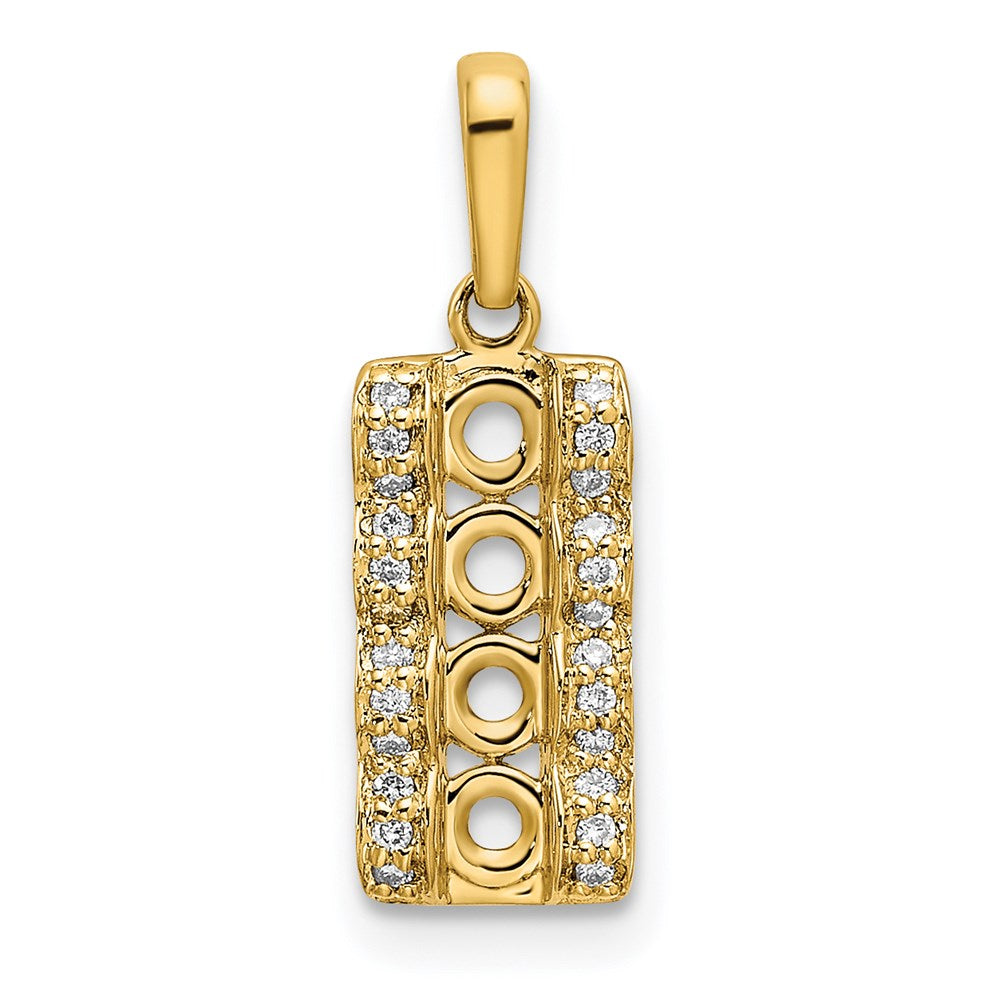 14K Family Jewelry Synthetic Stone & Diamond Set Pendant
