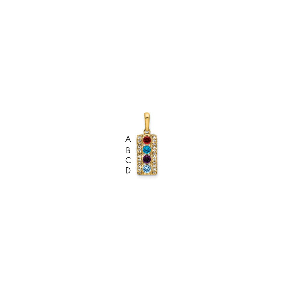 14K Family Jewelry Synthetic Stone & Diamond Set Pendant