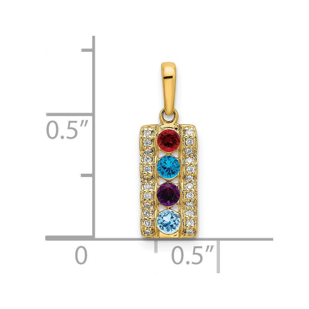 14K Family Jewelry Geniune Stone & Diamond Set Pendant