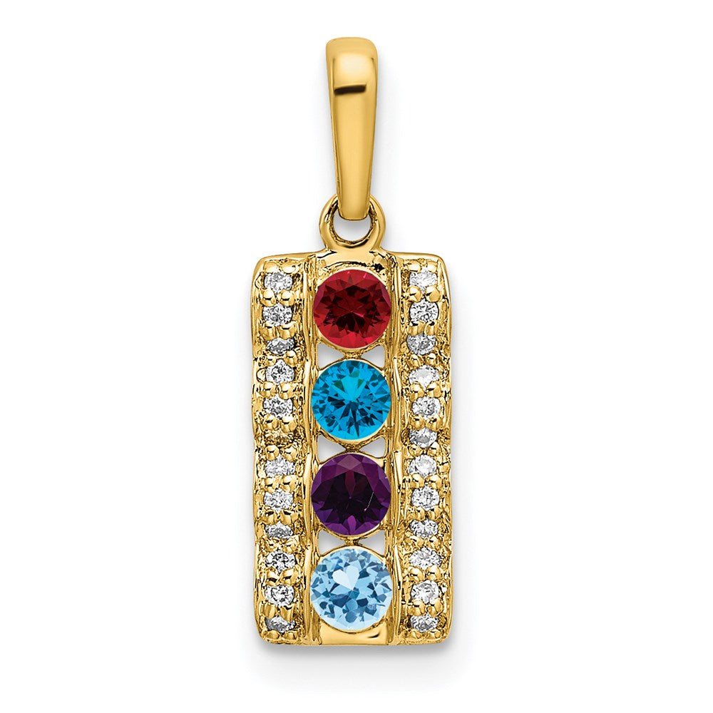 14K Family Jewelry Synthetic Stone & Diamond Set Pendant