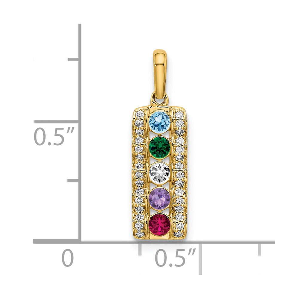 14K Family Jewelry Geniune Stone & Diamond Set Pendant