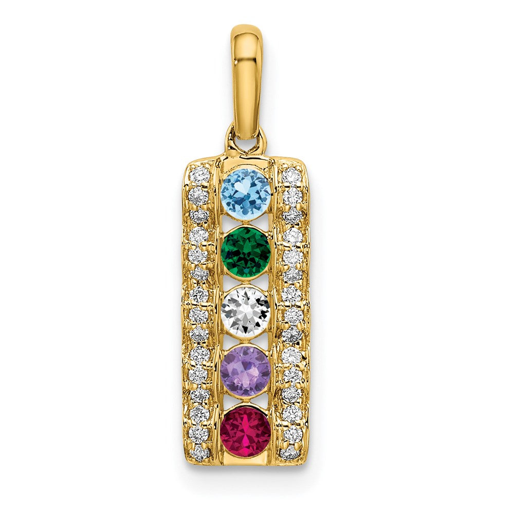 14K Family Jewelry Synthetic Stone & Diamond Set Pendant