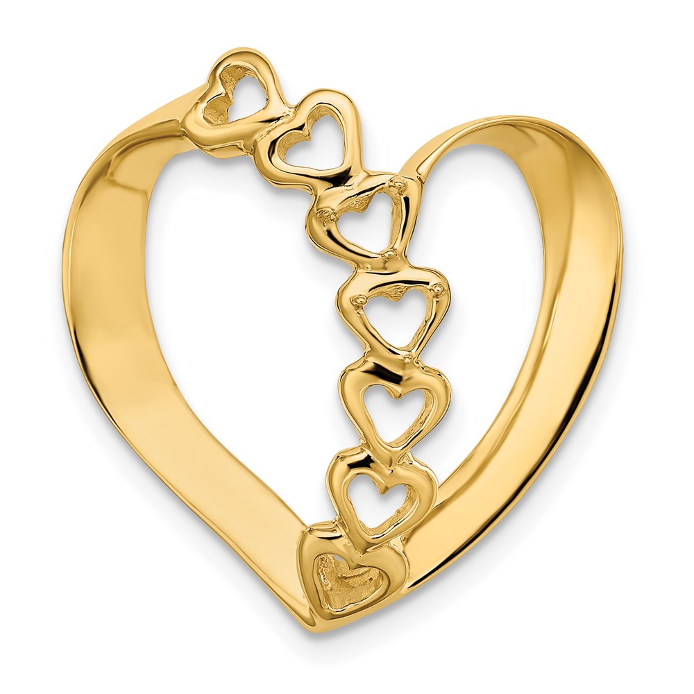 14k Synthetic Diamond Family Heart Slide