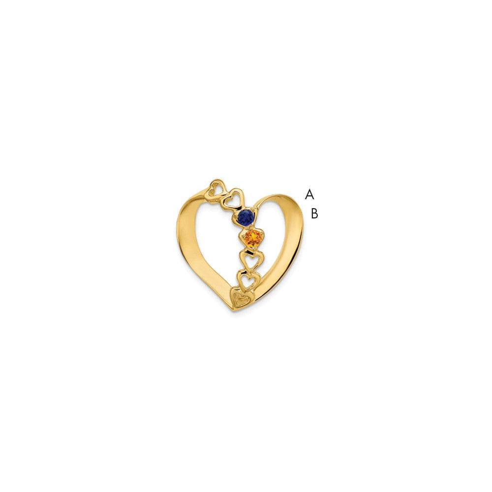 14k Synthetic Diamond Family Heart Slide