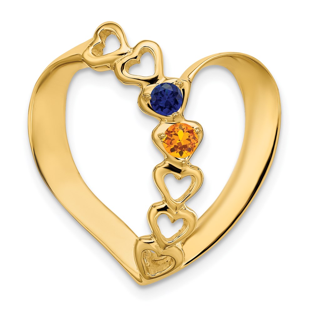 14k Synthetic Diamond Family Heart Slide