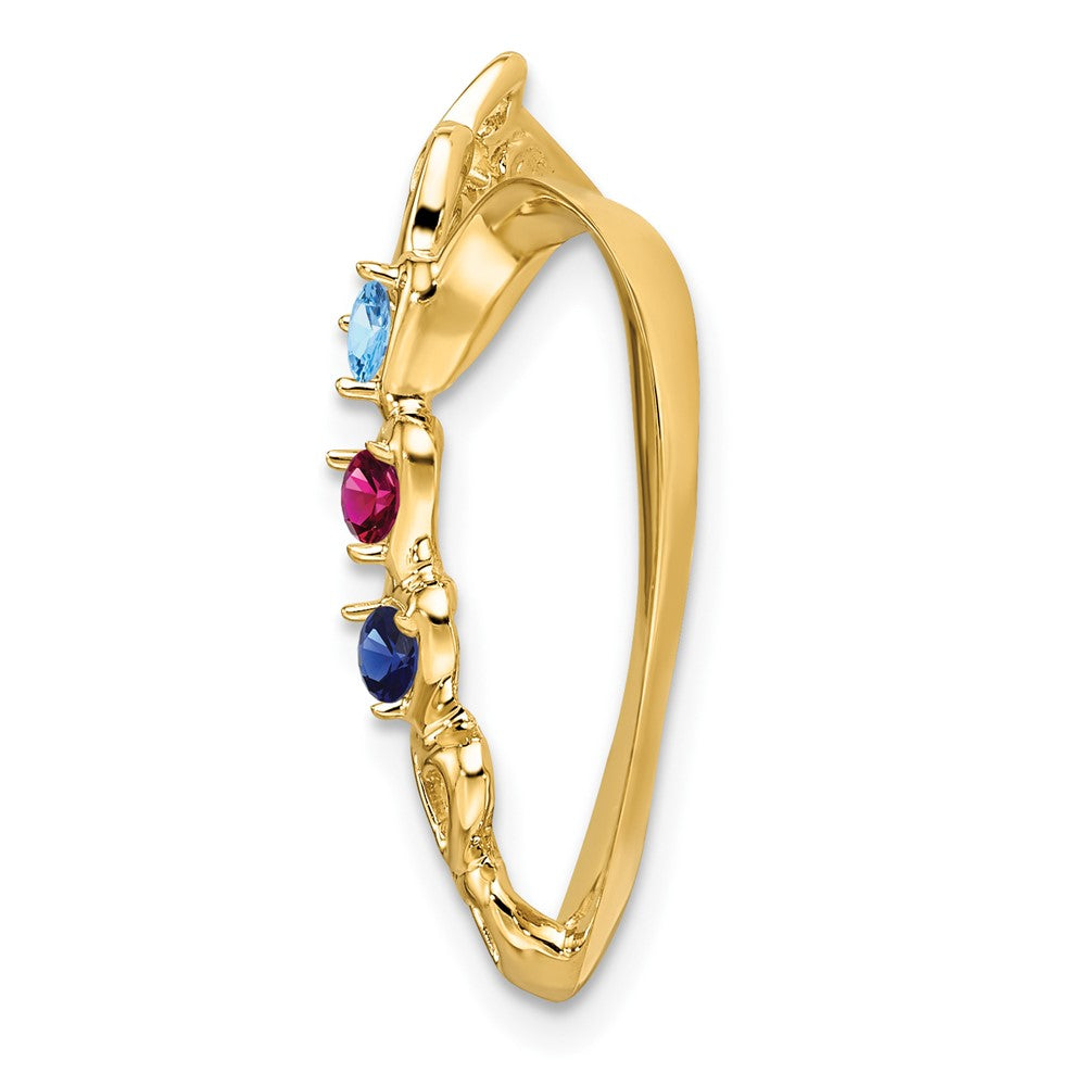14k Synthetic Diamond Family Heart Slide