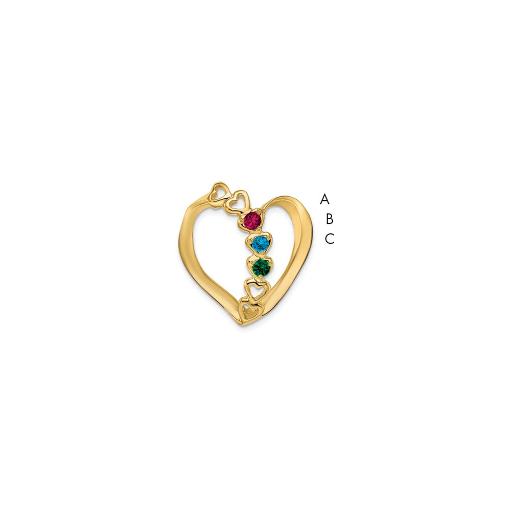 14k Synthetic Diamond Family Heart Slide