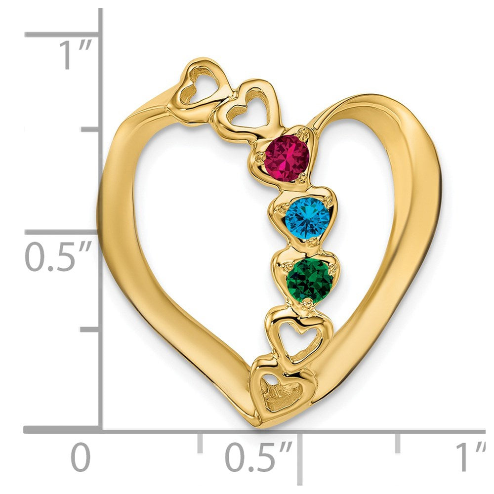 14k Synthetic Diamond Family Heart Slide