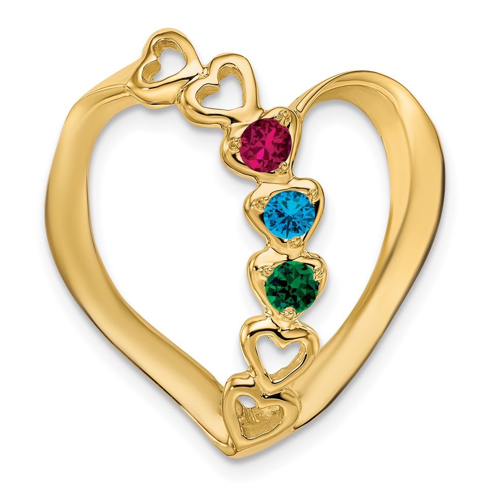 14k Synthetic Diamond Family Heart Slide